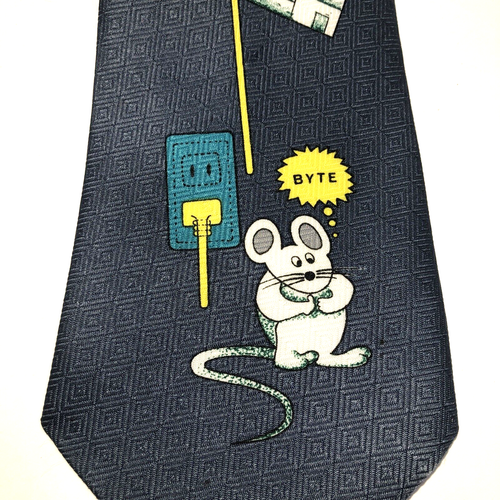 Mens Necktie Computer Professional Programmer Hardware Hacker Byte Real Mouse IT - Picture 2 of 5