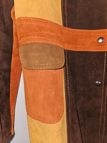 Vintage Gassy Jack Patchwork Suede Jacket Small Brown Orange Coat 70s Vancouver - Picture 4 of 14
