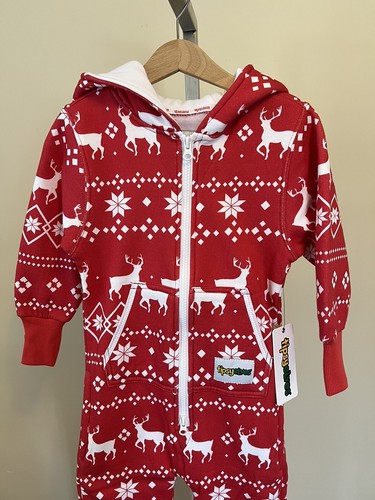 NEW Tipsy Elves Girls Size Small 6/7 Red Reindeer Fair Isle Jumpsuit XMAS Winter - Picture 2 of 6