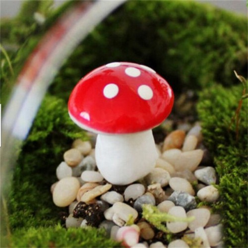 50pcs Artificial Mini Red Mushroom Garden Miniatures Fairy Moss Terrarium Decor - Picture 6 of 10
