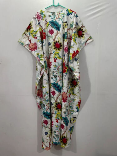 Maxi Vestido Caftán Playa Larga 100% Algodón Indio Vintage Talla Única Caftán Kimono - Imagen 6 de 8