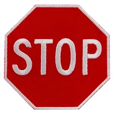 STOP SIGN embroidered PATCH TRAFFIC STREET ROAD SIGN iron-on applique red NEW