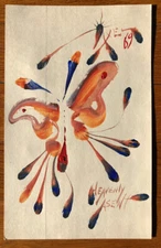 Axel R.Stocks Signed Painting 1969  "Heavenly Ascent Butterfly" Metal Messiah V