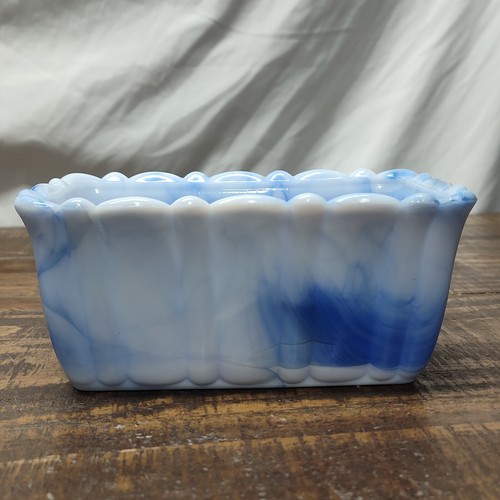 Vintage Akro Agate Vase Bowl Made in the USA marble ruffled edge - Picture 2 of 12