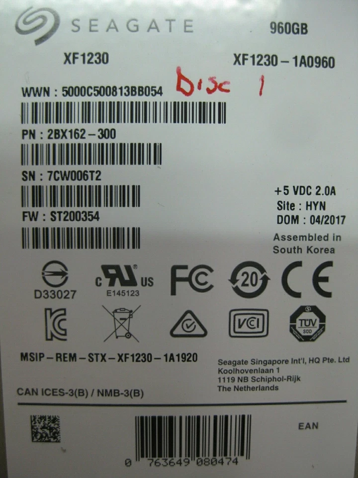 WIPED ERASED SEAGATE NYTRO 960GB XF1230-1A0960 SATA 2.5" SSD P/N: 2BX162-300 - Image 3 of 4