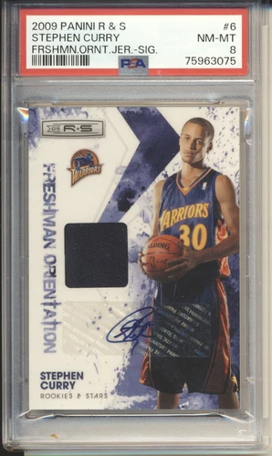 Stephen Curry 2009 Rookie & Stars Freshman Orientation RC JERSEY AUTO /25 PSA 8