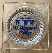 Vintage Hotel McAlpin Alpine Cellar Glass Ashtray Broadway NY New York City