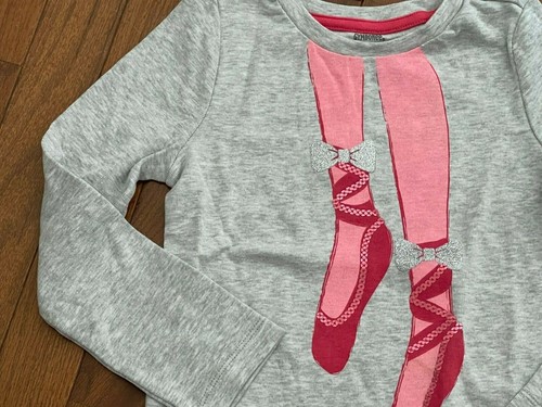 New Gymboree Girls Gray Ballet Pointe Shoes Shirt Top Size 5 5T - Picture 5 of 8
