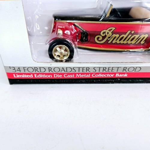 Ford '34 Roadster Street Rod Indian Cycle Die Cast Metal Bank Liberty Classics - Picture 8 of 14