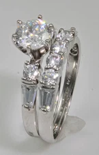 .75 ct Ring and Band Top Russian Quality CZ Extra Brilliant  Solid Silver Sz. 6