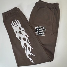 Eric Emanuel EE Basic Sweatpant (SS23) Brown Flames Men's Size XL NEW