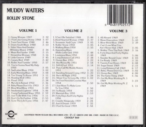 MUDDY WATERS - ROLLIN' STONE 63 Tracks (1989 GREEN LINE) BOX 3 CD Set Come Nuovo - Foto 3 di 3