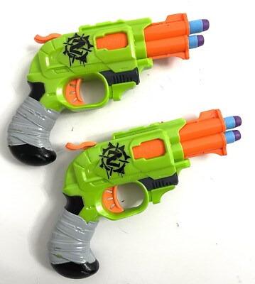 2 Nerf Zombie Strike Doublestrike Blaster Toy Green Pistols | eBay