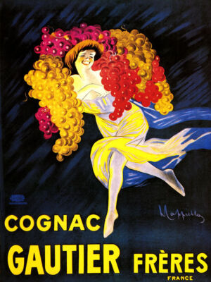 COGNAC GAUTIER WOMAN GRAPES BUNCH ALCOHOL FRENCH CAPPIELLO VINTAGE POSTER REPRO