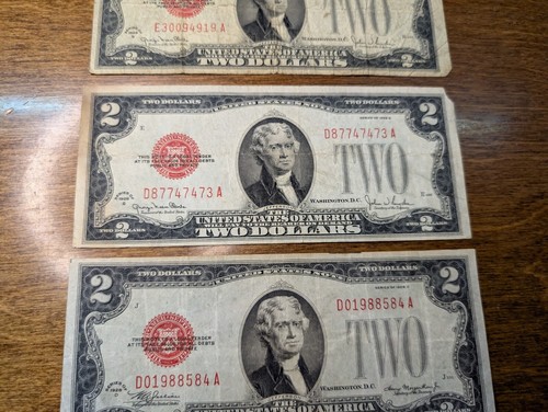 Lot of 3 x $2 Red Seal United State Notes - Picture 5 of 12