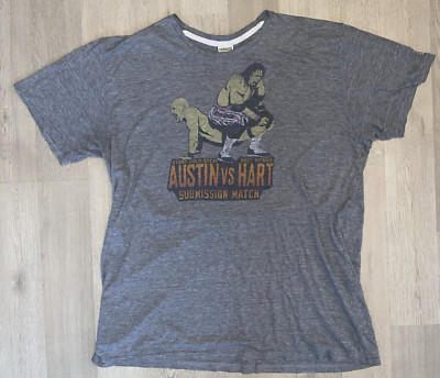 Stone Cold Steve Austin Brett Hitman Hart Submission Match T-Shirt XXL Wrestling