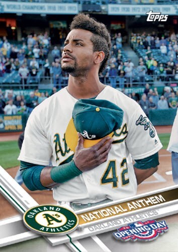 KHRIS DAVIS 2017 Topps Eröffnungstag NATIONALHYMNE SP 5x7 #/49 ATHLETIK A'S - Bild 1 von 1