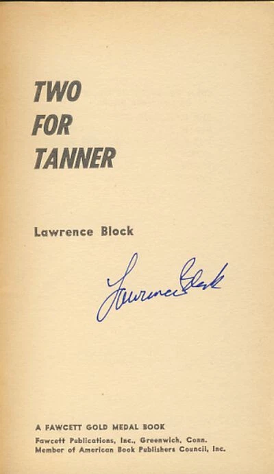 Signed Lawrence Block Two for Evan Tanner Scoreless Thai Gold Medal Paperback - Image 2 of 2