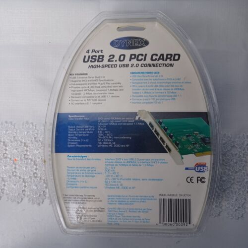 Dynex DX-UC104 (4-Port) USB 2.0 PCI Desktop Card Host Adapter NIB NEW 2004 NOS - Picture 3 of 6