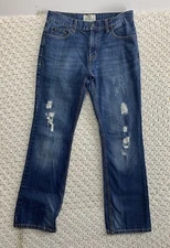 Aeropostale Driggs Slim Bootcut Jeans Mens Sz 31x32 Distressed Blue Denim Cotton