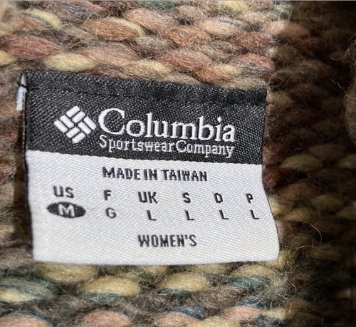 Vintage Columbia Chunky Knit Wool Turtleneck Sweater Womens M Muted Neutral - Picture 2 of 6
