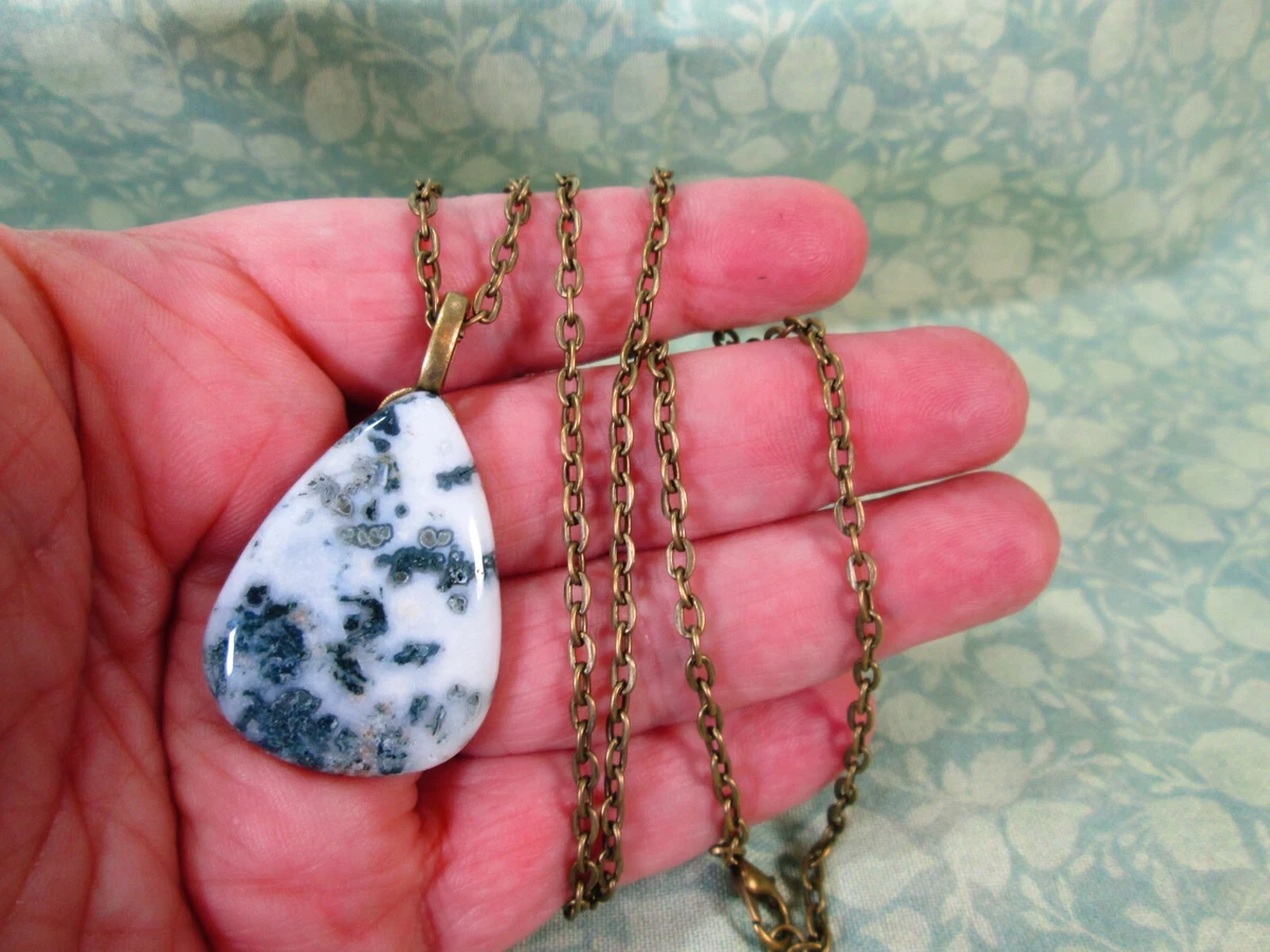 Genuine Tree Agate Pendant w Necklace 24