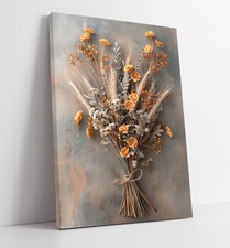 COOL ORANGE BOUQUET OF FLOWERS DECOR DEEP FRAMED CANVAS WALL ART PICTURE PRINT