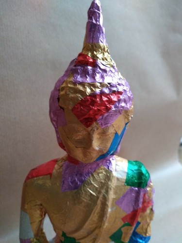 Handmade Découpage Decorative Sitting Buddha Statue ornament unique 23x16x7cm - Picture 7 of 8