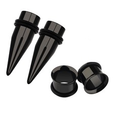 2 Pairs Stainless Steel Ear Taper Stretcher Kits Ear Gauges Plugs Flesh Tunnels