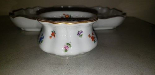 Antique Meissen Porcelain Flowers Inkwell Desk Tray & Pounce 19th century - Picture 6 of 12