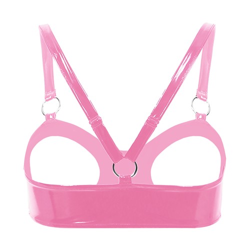 Sujetadores sin copa huecos para mujer Prendas para el torso Aspecto húmedo Sujetadores de estante de cuero Bralette inalámbrico - Imagen 65 de 106