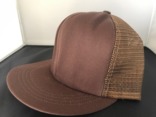 Vintage Trucker Hat Blank Brown Snap A Hat Mesh Snapback Usa Made Ebay