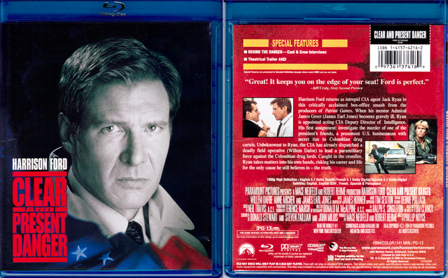 Clear And Present Danger BluRay Harrison Ford Willem Dafoe Anne