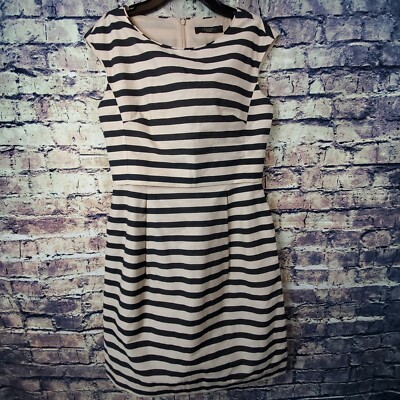 Max Mara Weekend Black Cream Striped Linen Sleeveless Dress Size S