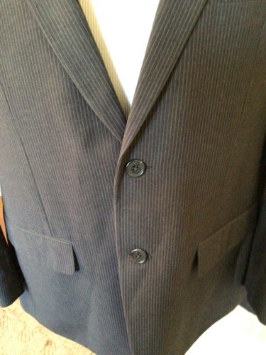 Men's Pierre Cardin Grey Pin Stripe Suit Sz 42R Flat Front Pants 38x29 - Picture 3 of 13