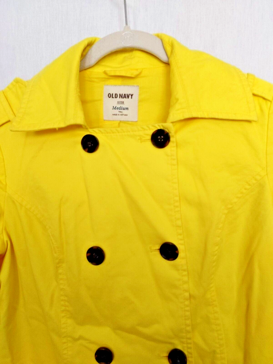 Old Navy Double-Breasted Cotton Jacket Coat Bright Yellow Size M