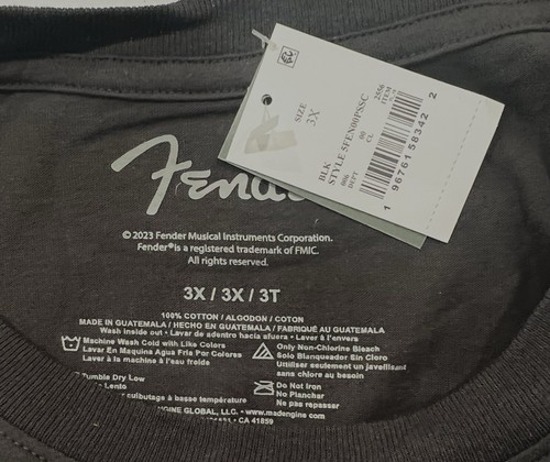 Women's Pencil Black Vibes Fender Guitar Graphic Short Sleeve T-Shirt Sz: 3X NWT - Picture 6 of 7