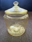 Vintage Depression Glass Child's Yellow Cookie Jar Ballerina-Cameo Pattern