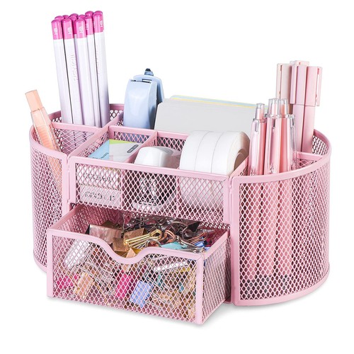Pink Desk Supplies and Accessories Organization, Desktop Organizer with Drawe...