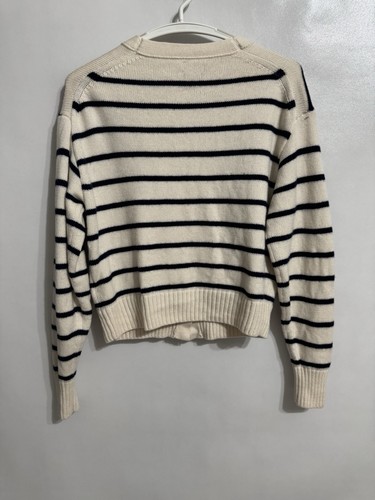 Ralph Lauren Polo Taglia S Cardigan Donna Avorio Navy Maglione Lana Merino - Foto 10 di 10