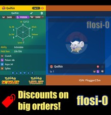 6IV Shiny Qwilfish Hisui Pokemon Scarlet and Violet