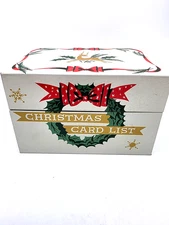 Vtg. Stylecraft Tin Christmas Card List Box With Index Cards