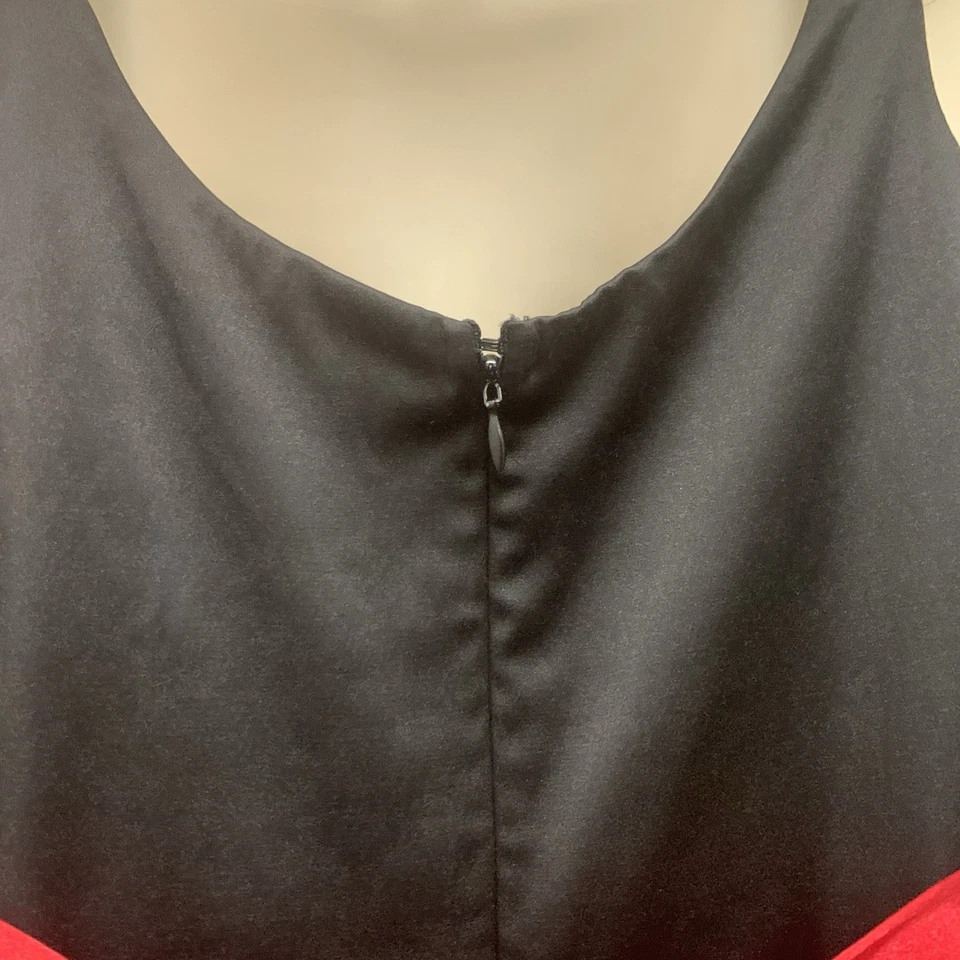 Vestido Vintage Y2K City Triángulos Estampado Cebra Rojo Satén Lazo Roseta Talla 9 Foto 4 de 4