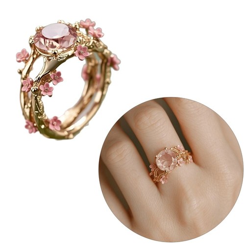 Inlaid Zircon Flower Ring Fade-Resistant Finger Decoration Jewelry Accessories