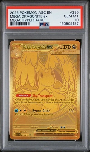 2026 POKEMON ASCENDED HEROES MEGA HYPER RARE #295 MEGA DRAGONITE EX PSA 10