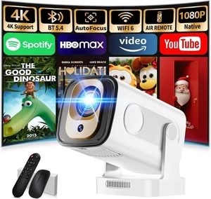 Portatif Mini Projecteur avec WiFi 6 & Bluetooth 5.4 - 1080P Complet HD & Applications