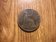 GREAT BRITAIN PENNY 1891 COIN (573)
