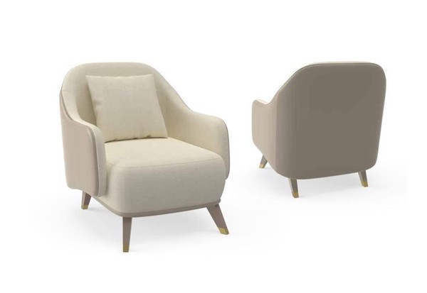Sessel 1 Sitzer Polster Sofas Design Luxus Textil Couch Weiß Sofa Neu-image