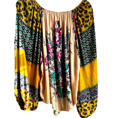Free People Fairy Boho Top Paisley Floral Gypsy Festival Landhaus Langarm S - Bild 3 von 9