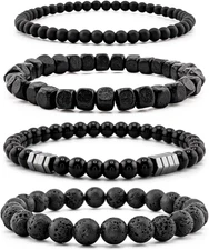 Men’s Bracelet Set Multi - Tiger Eye/Matte Agate/Lava Rock Gifts for Birthday/An